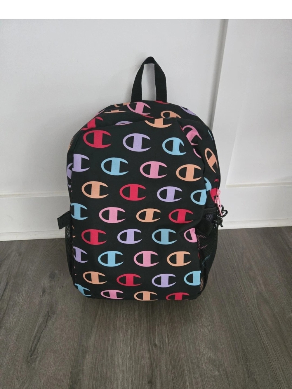 Champion 16” Backpack Black cript Logos,Laptop Sleeve,Padded Straps,Unisex EUC